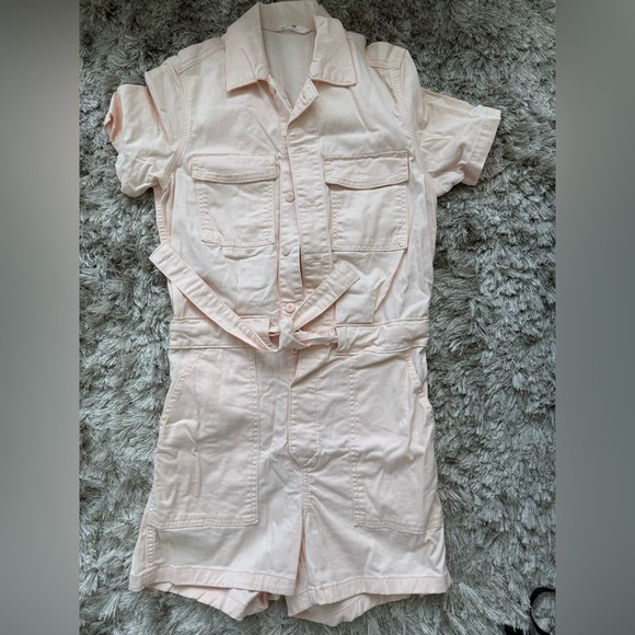 Levi's NEW Soft Surplus Coverall Romper In Light Pink Peach Size Small - Picture 5 of 10